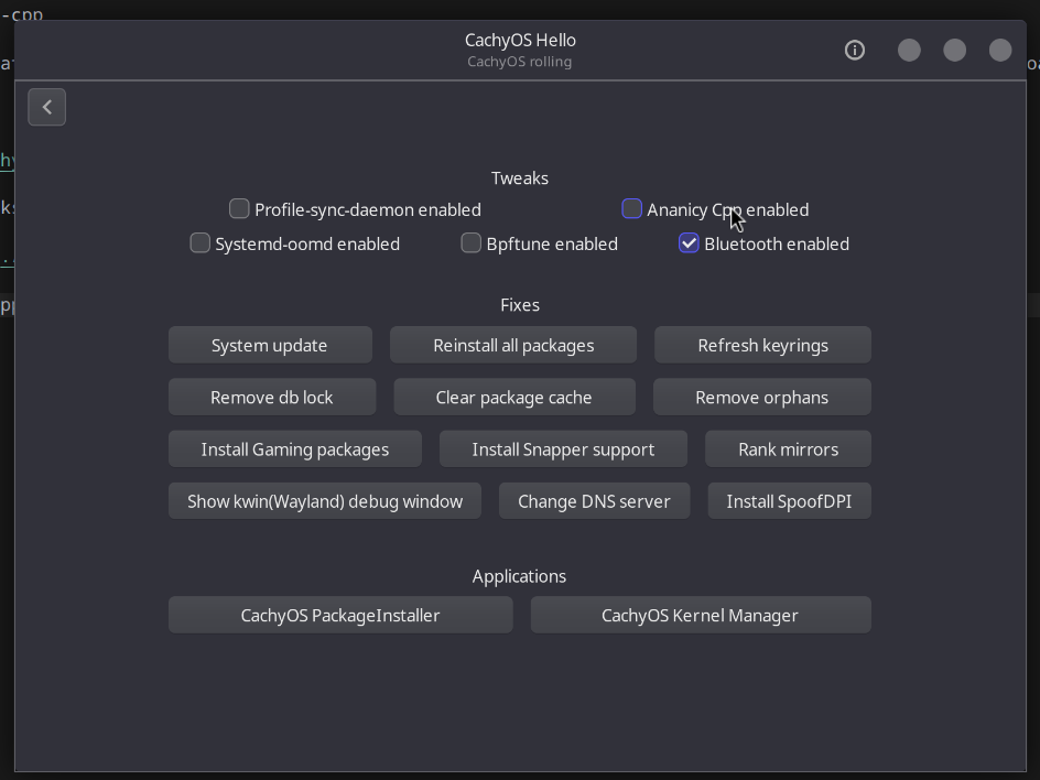 CachyOS Toggle Ananicy Cpp