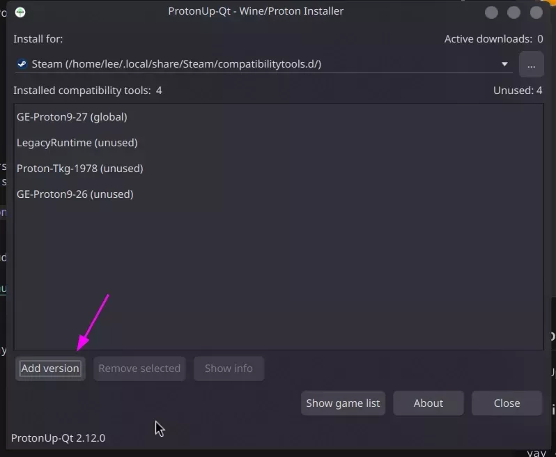 ProtonUp Interface